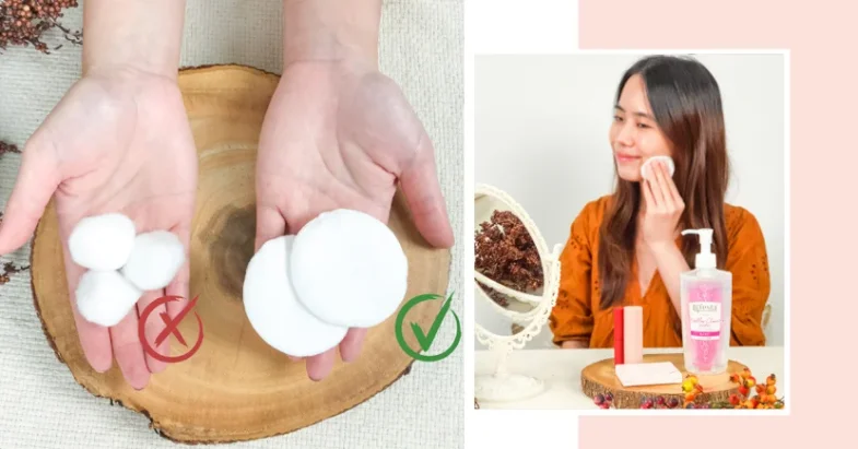 Girl using Bifesta micellar cleansing water